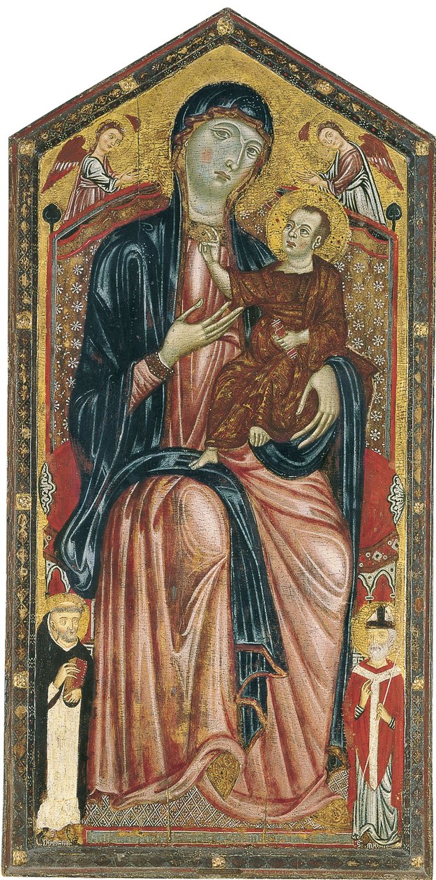 The Virgin and Child Enthroned with Saints Dominic, Martin and Two Angels by Master of the Magdalen