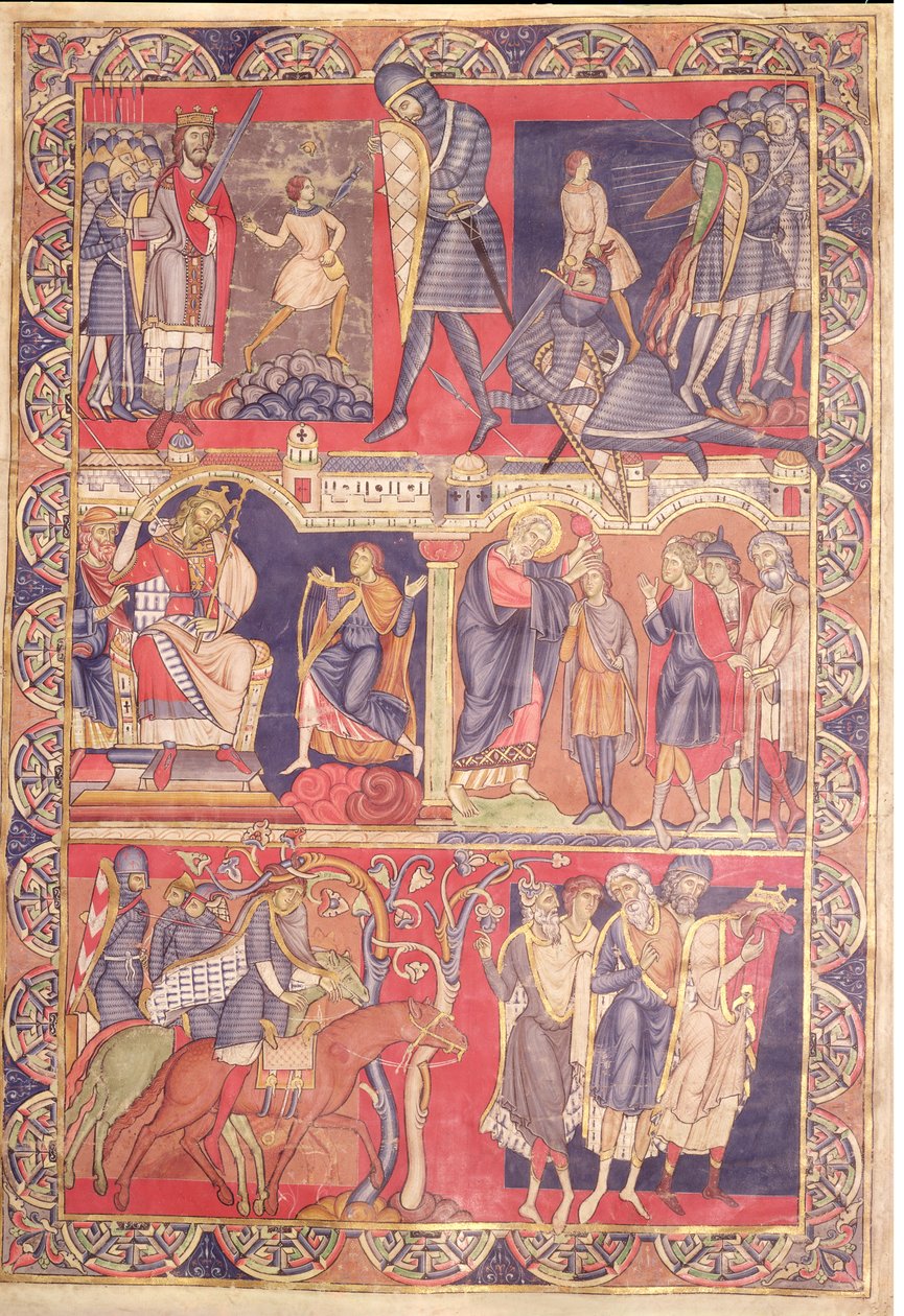 Scenes from the lives of Samuel, Saul, and David, from the Winchester Bible by Master of the Morgan Leaf