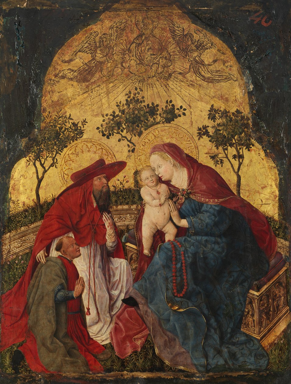 Virgin and Child with a Donor Presented by Saint Jerome by Master of the Munich Bavarian Panels