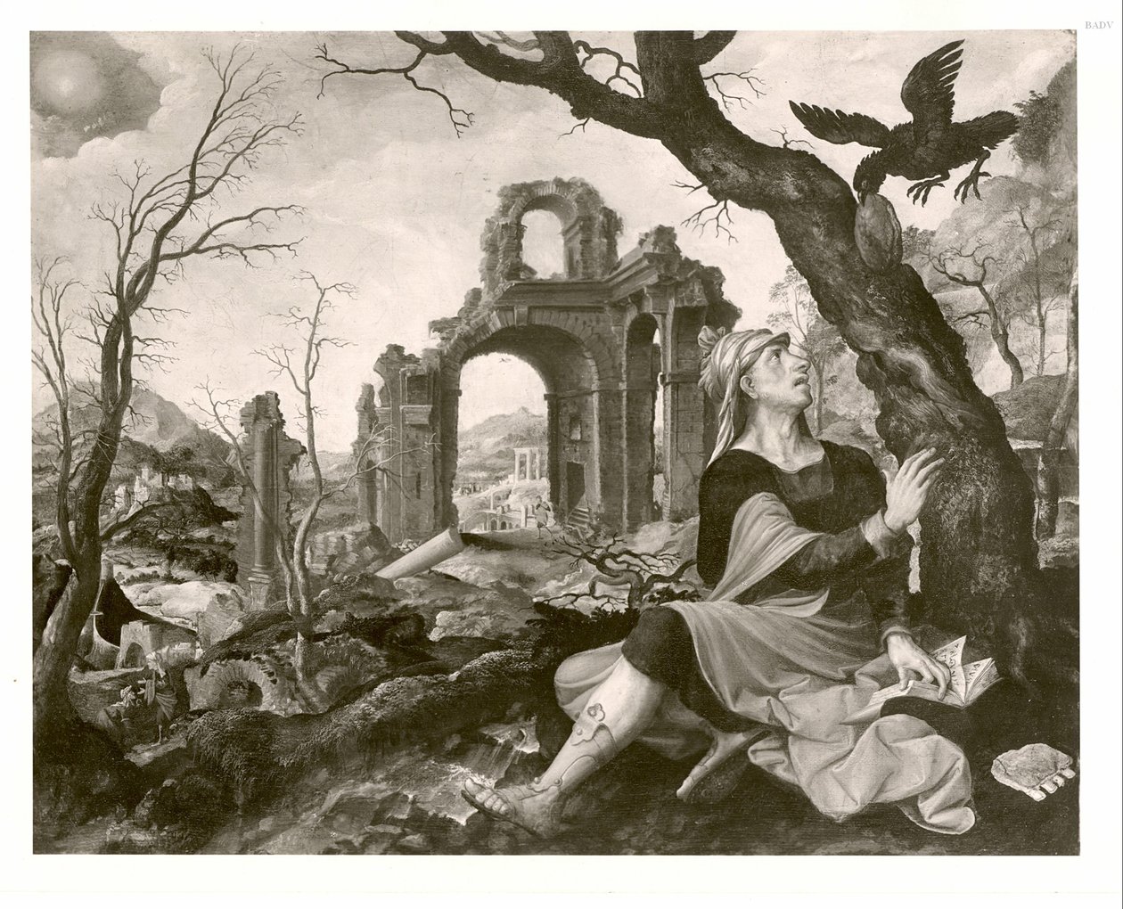 Elias fed by the raven by Master of the Prodigal Son