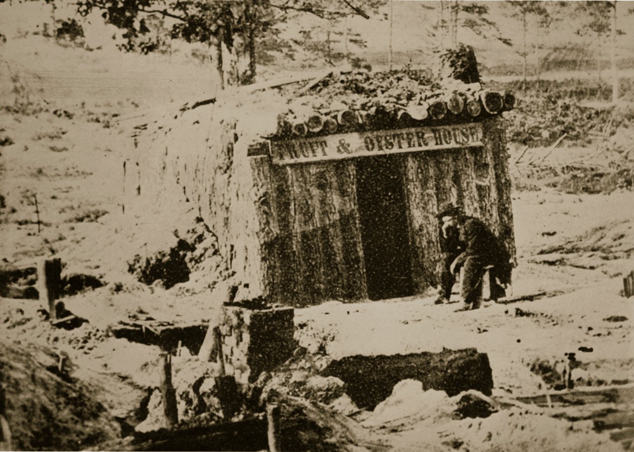 Bombproof Restaurant on the Petersburg Line, 1861-65 by Mathew B. Brady