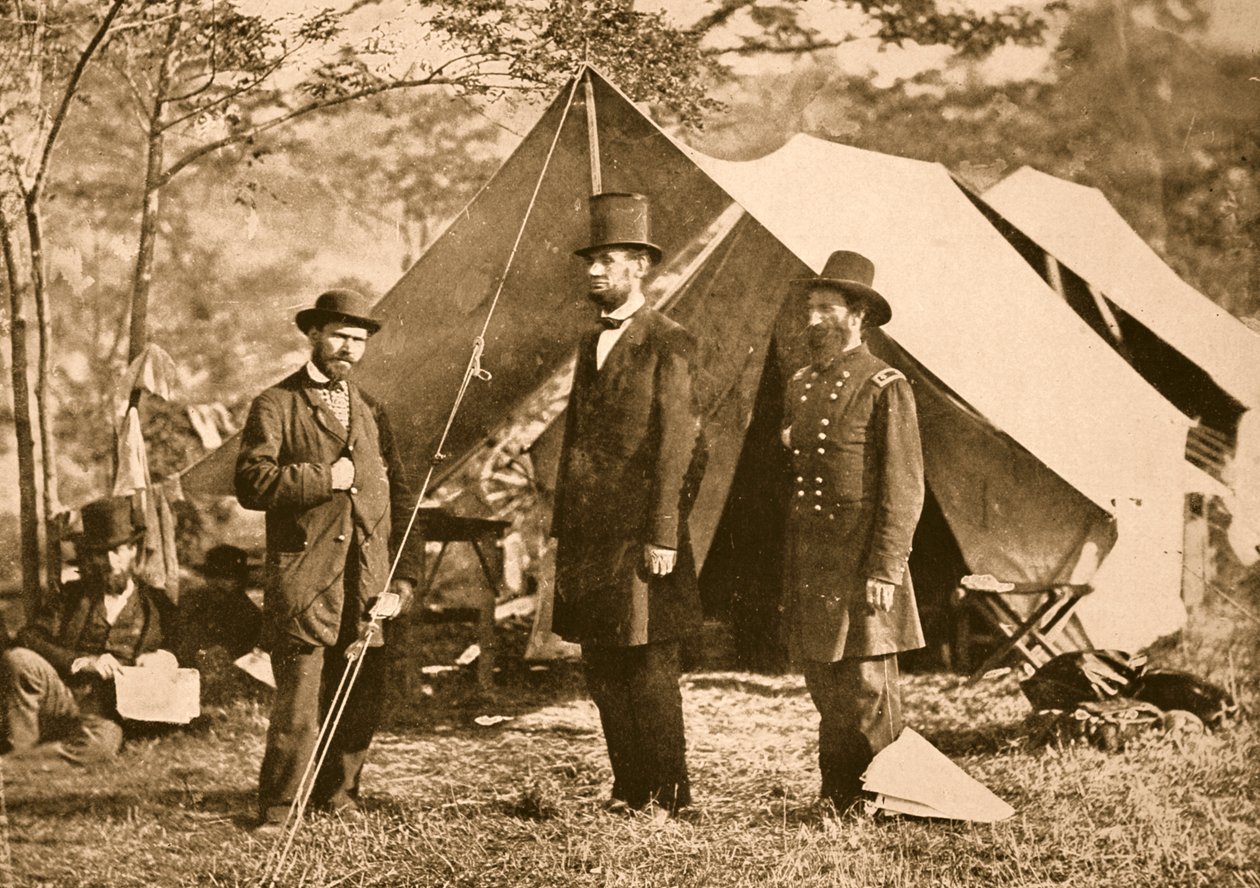 Portrait of Allan Pinkerton, President Lincoln and Major J. A. McClernand by Mathew B. Brady