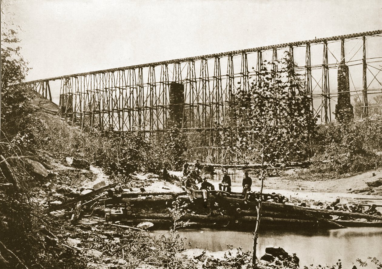 Falling Water Bridge, Nashville and Chattanooga Railroad, 1861-65 by Mathew B. Brady