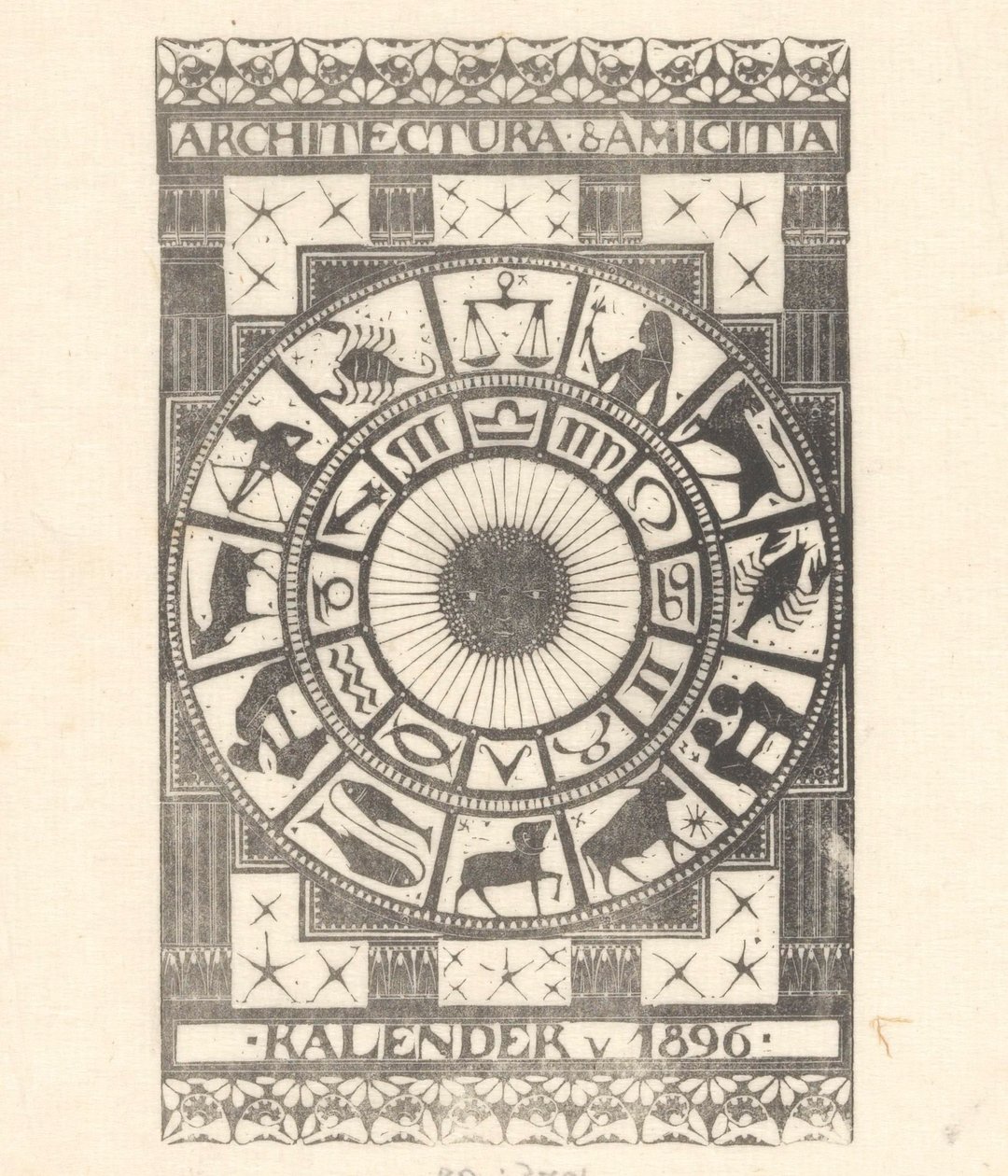 Cover calendar 1896 by Mathieu Lauweriks