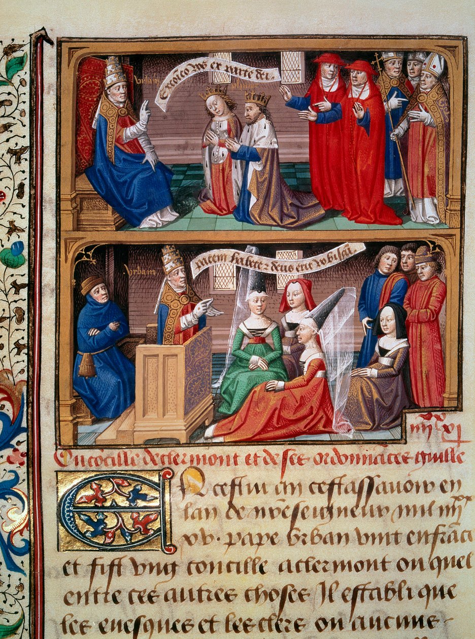 Representation of the Council of Clermont in 1095 Presided by Pope Urban II Preaching the First Crusade by Maître François