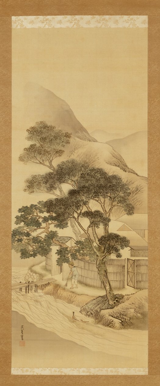 Farmhouse and Stream by Matsumura Goshun