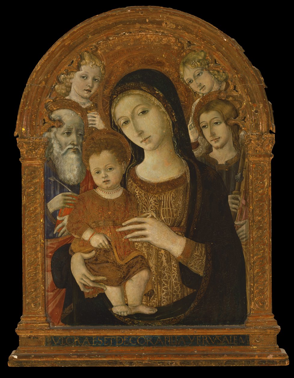 The Virgin and Child Between Saints John the Evangelist, James and Two Angels by Matteo di (c.1430 95) Giovanni