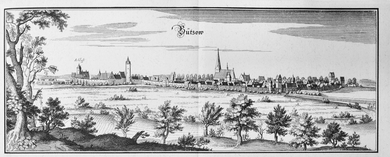 Bützow by Matthaus Merian
