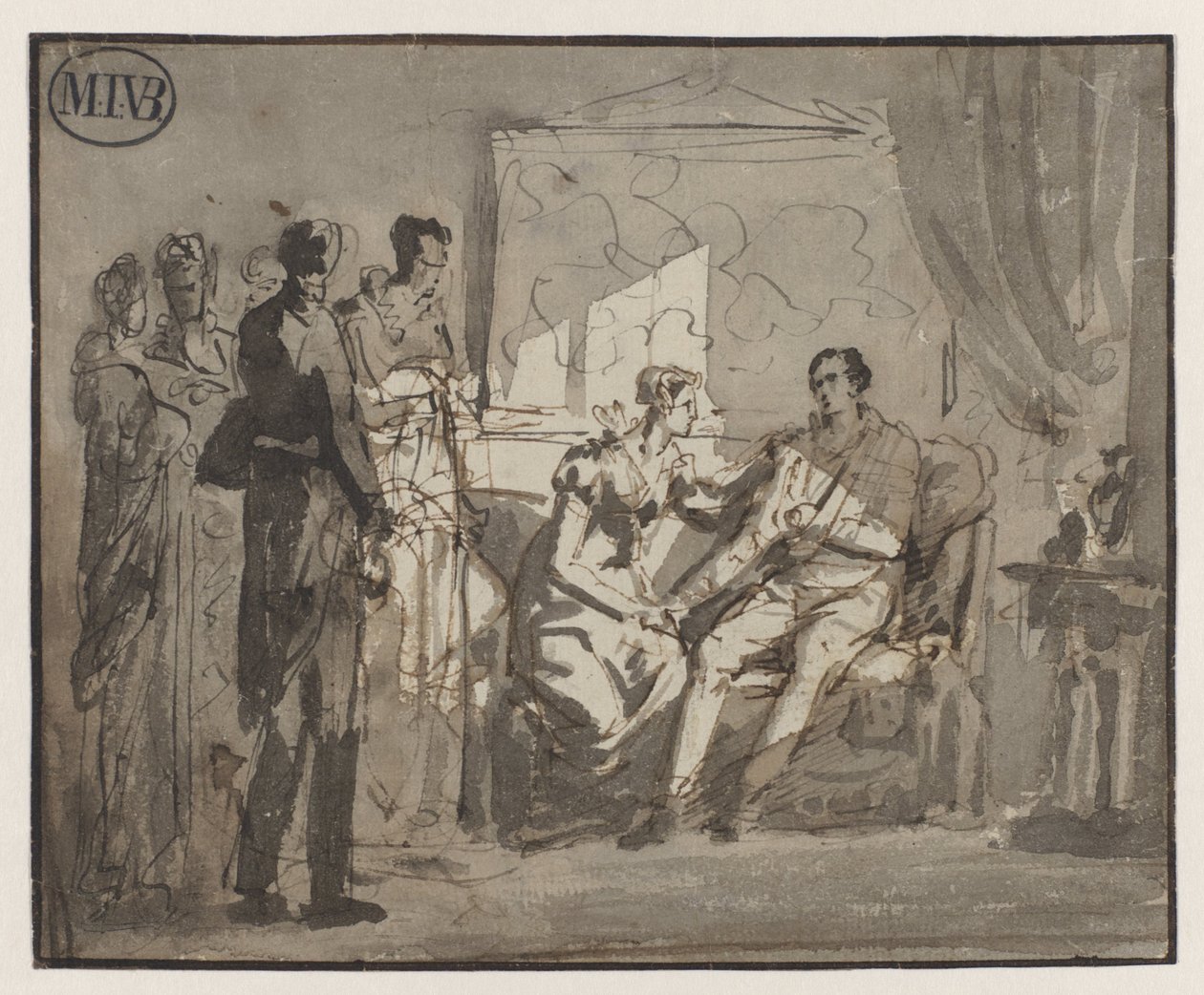 Queen Wilhelmina Visits the Wounded Prince of Orange, After the Battle of Waterloo, in Brussels by Mattheus Ignatius van Bree