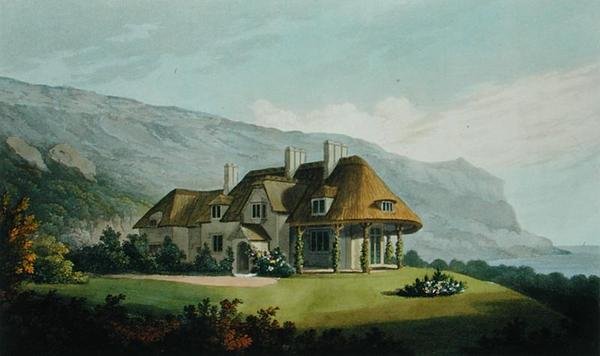 Thatched seaside villa for James Vine Esq., at Puckaster, Isle of Wight by Matthew Dubourg
