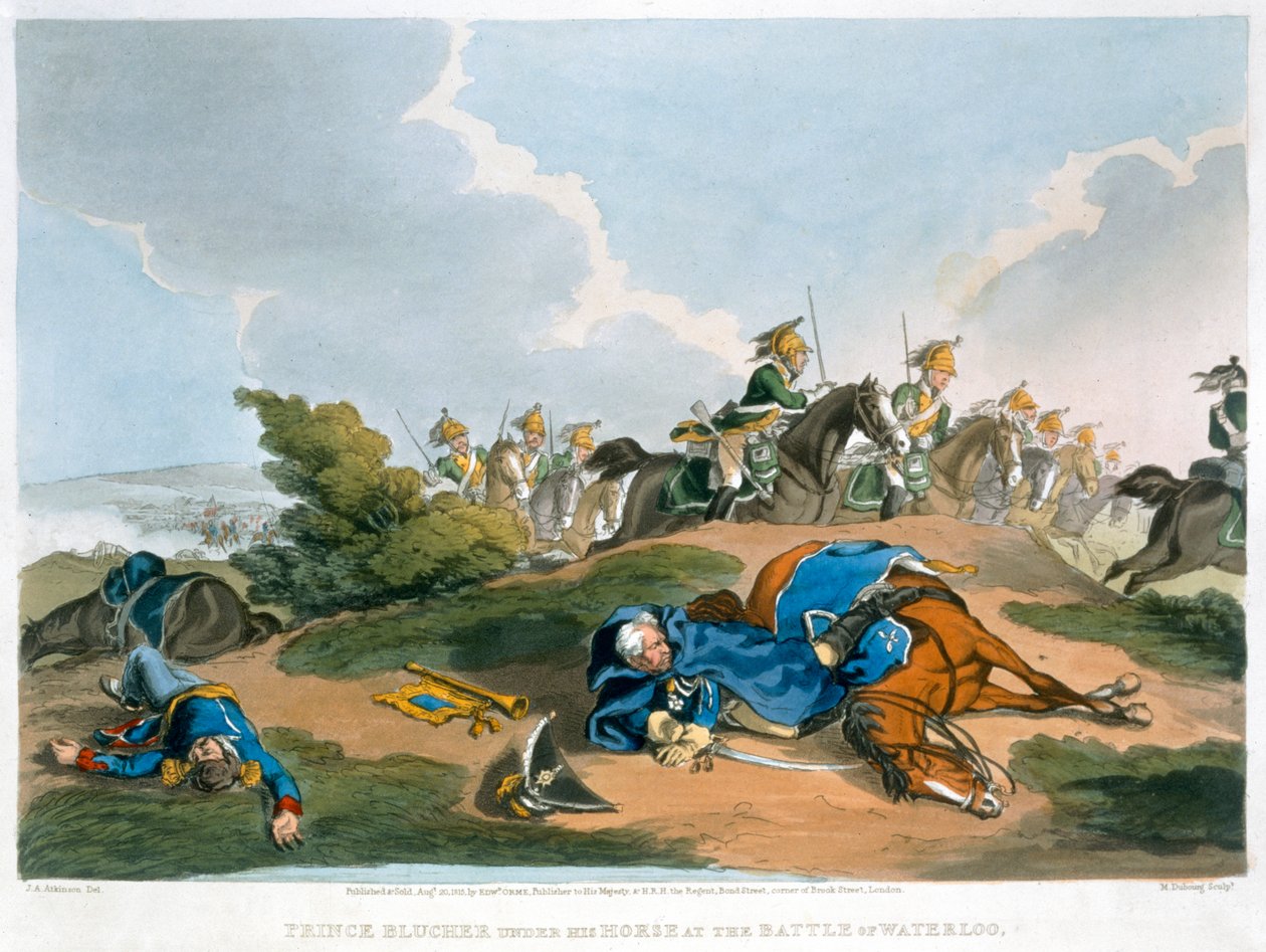 Prince Blucher under his Horse at the Battle of Waterloo by Matthew Dubourg