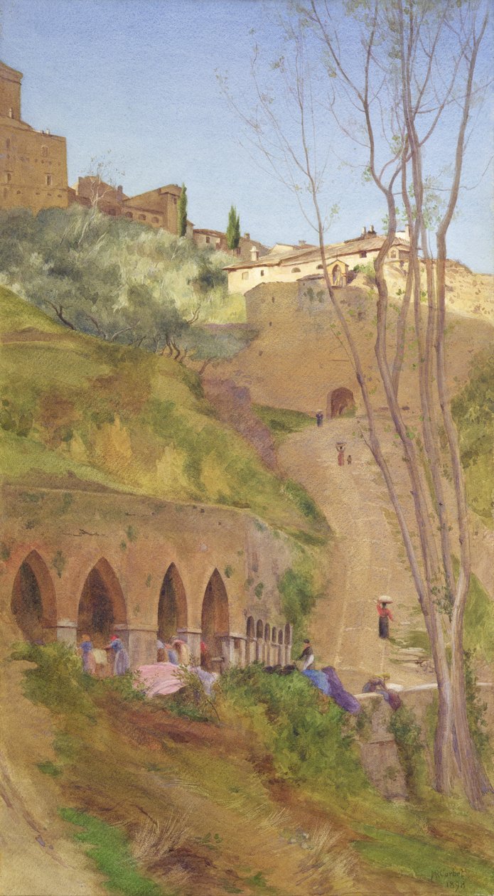 Laundry Woman at the Washing well, San Gimignano, Italy by Matthew Ridley Corbet