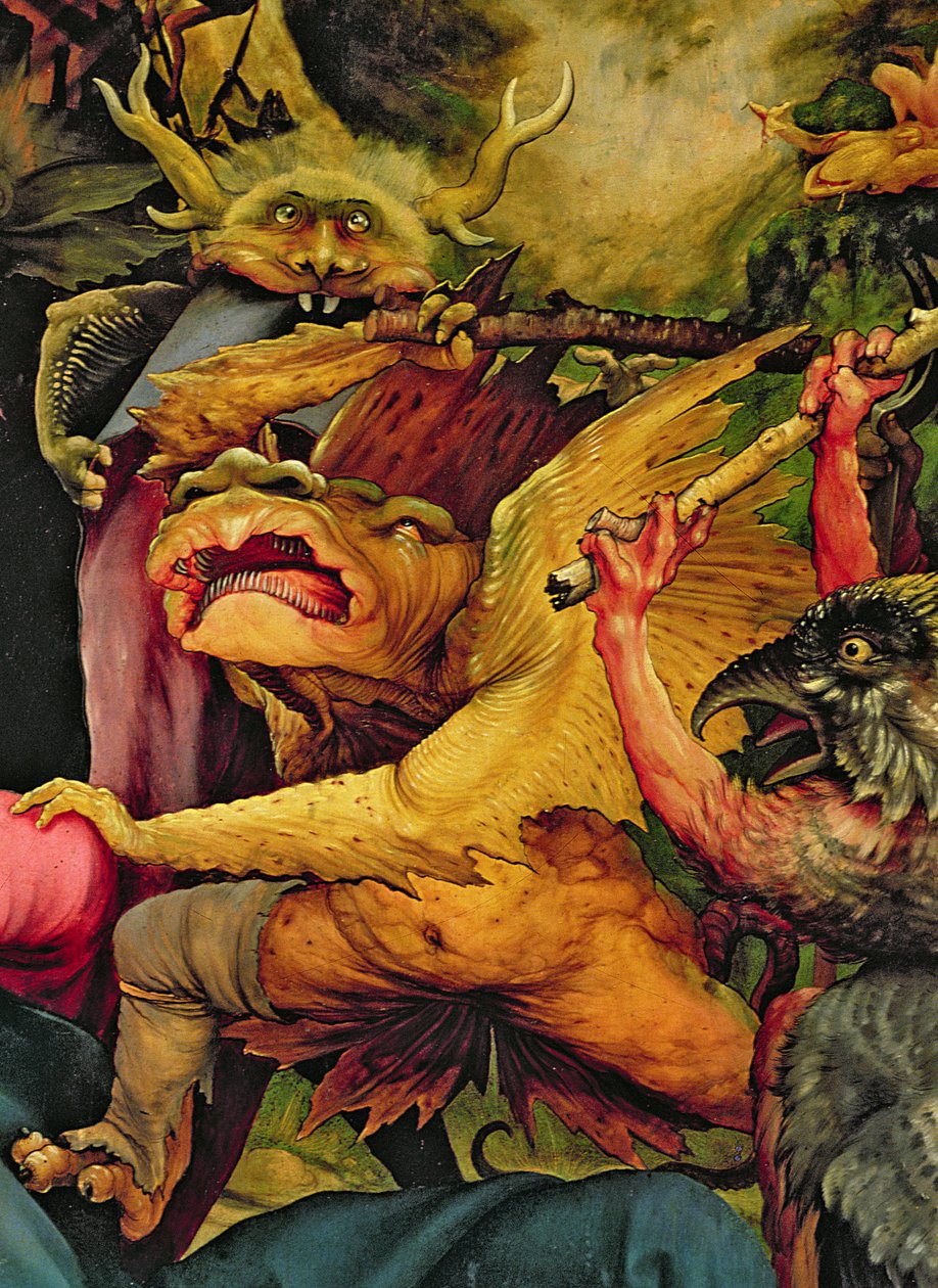 Demons Armed with Sticks (detail) from the Reverse of the Isenheim Altarpiece by Matthias Grünewald