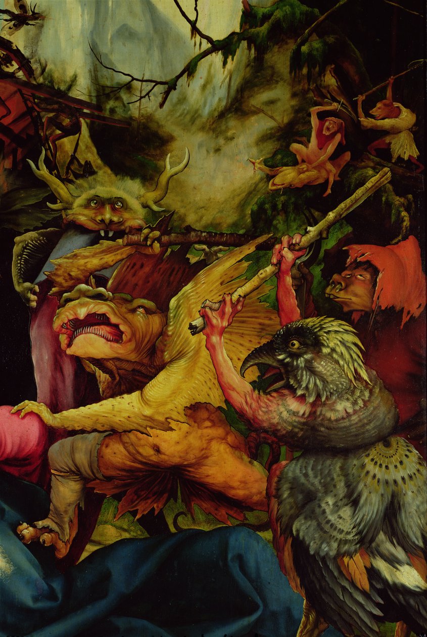 Demons Armed with Sticks from the Isenheim Altarpiece, c.1512-16 by Matthias Grünewald