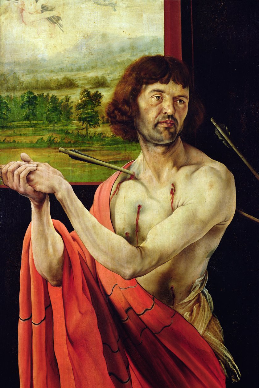 Saint Sebastian and Landscape (detail from the Isenheim Altarpiece, inner wing) by Matthias Grünewald