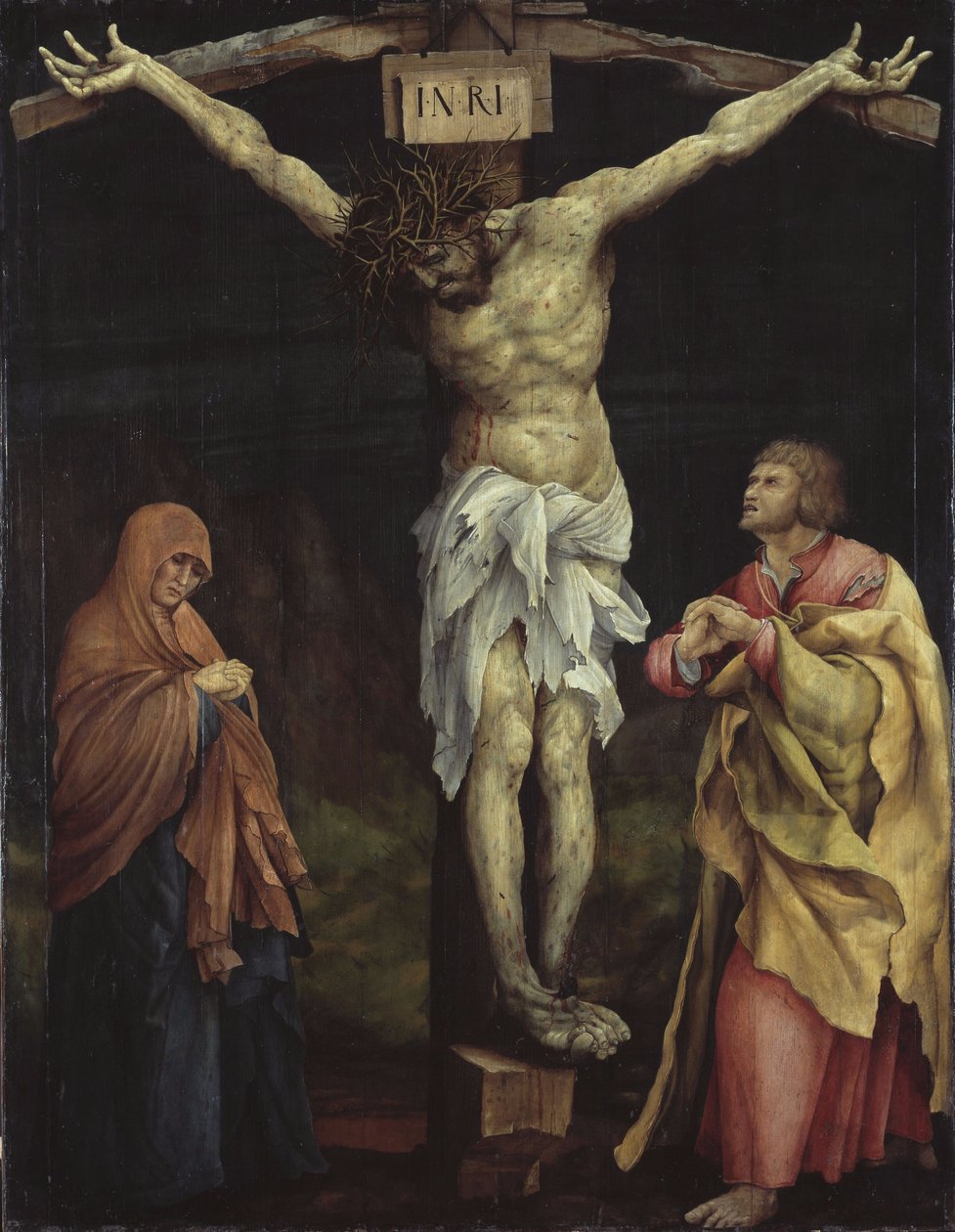 Christ on the Cross between Mary and John (Tauberbischofsheim Altarpiece) by Matthias Grünewald