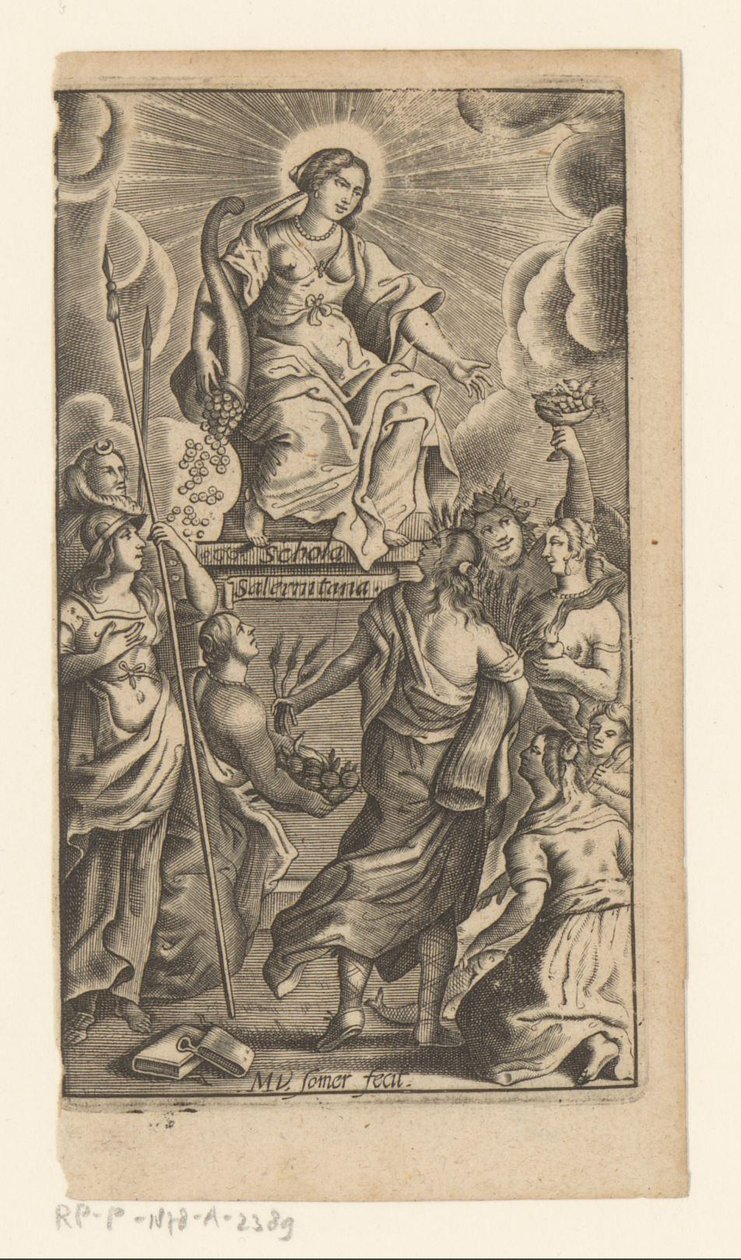 Personification of Generosity (Liberalitas) (Title Page for: Johannes de Mediolano, Schola Salernitana, 1649) by Matthias van Sommer