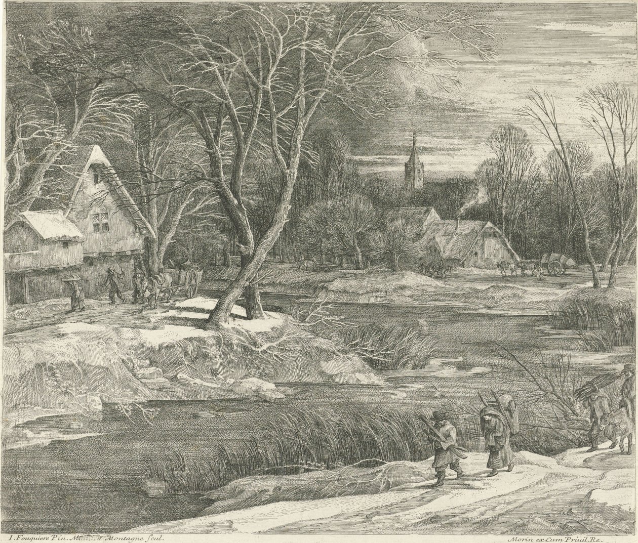 Winter Landscape with View of a Village by Matthieu van Plattenberg