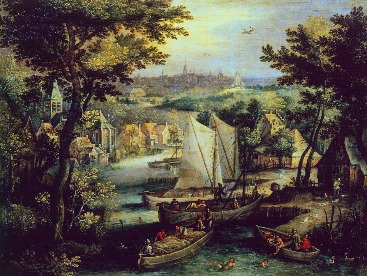 River landscape, by Mathys Bril Younger by Matthijs the younger Bril