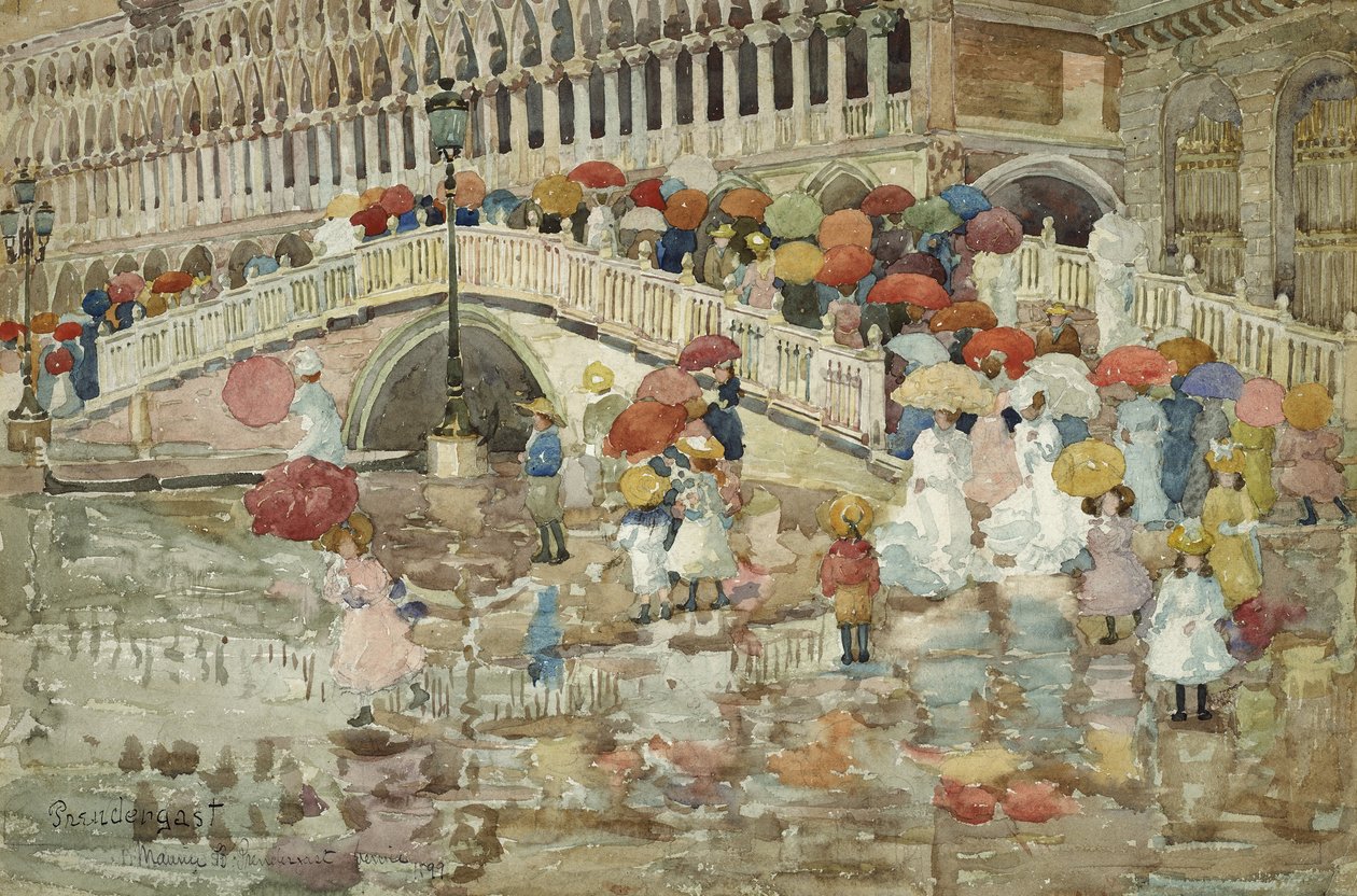 Umbrellas in the Rain by Maurice Brazil Prendergast