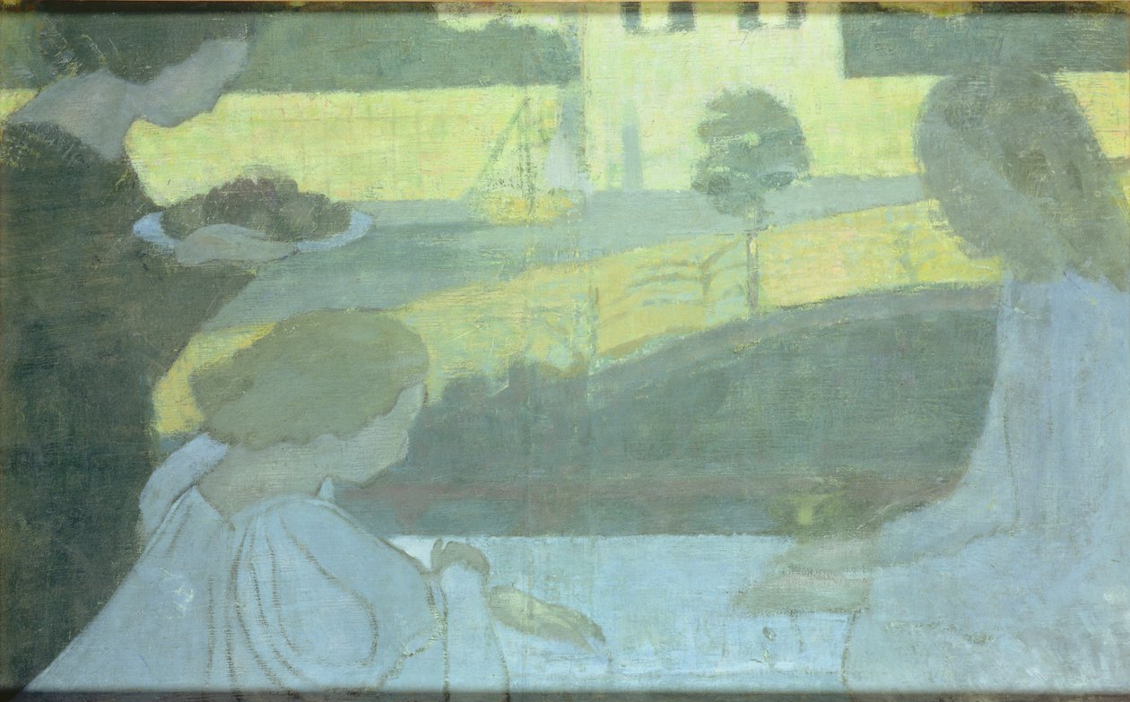 Martha and Mary (first version on the verso of the finished painting, 1896) by Maurice Denis