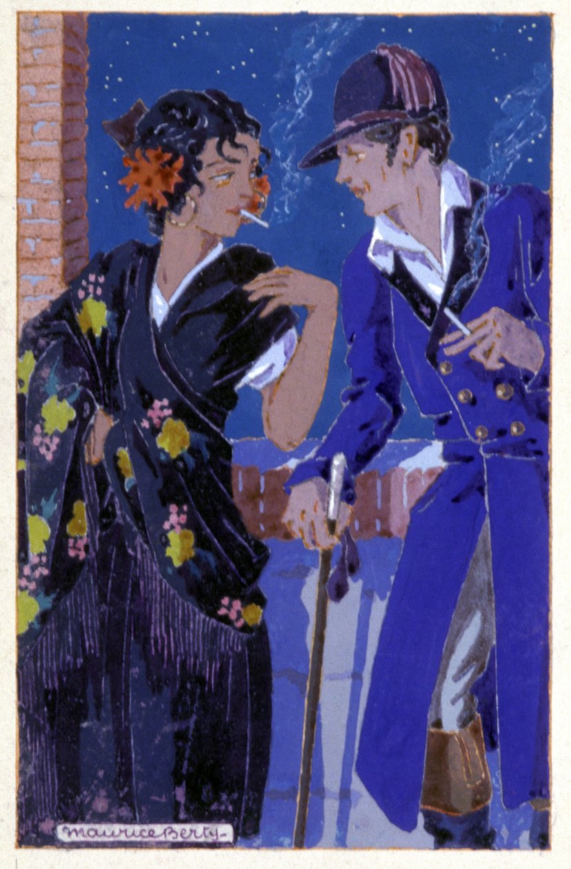 Don Jose and Carmen smoking, c. 1930 by Maurice Berty