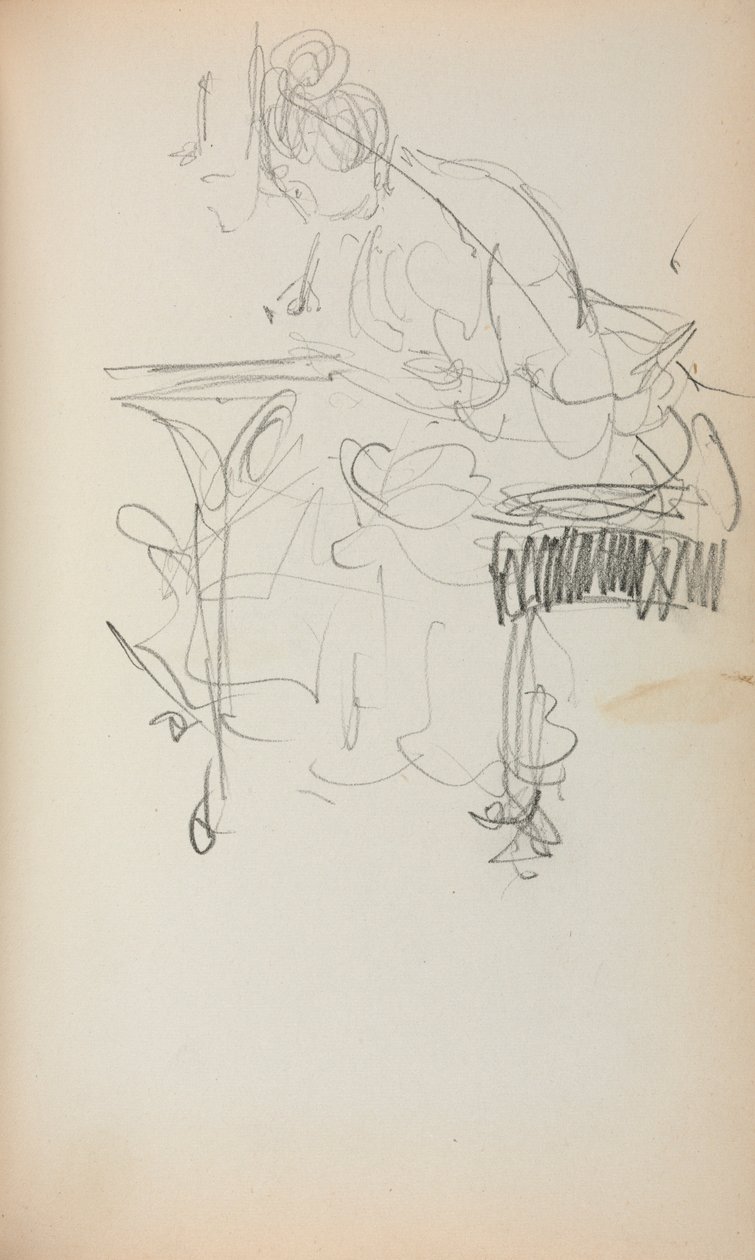 Italian Sketchbook: Seated Woman Sewing, Page 153 by Maurice Brazil Prendergast