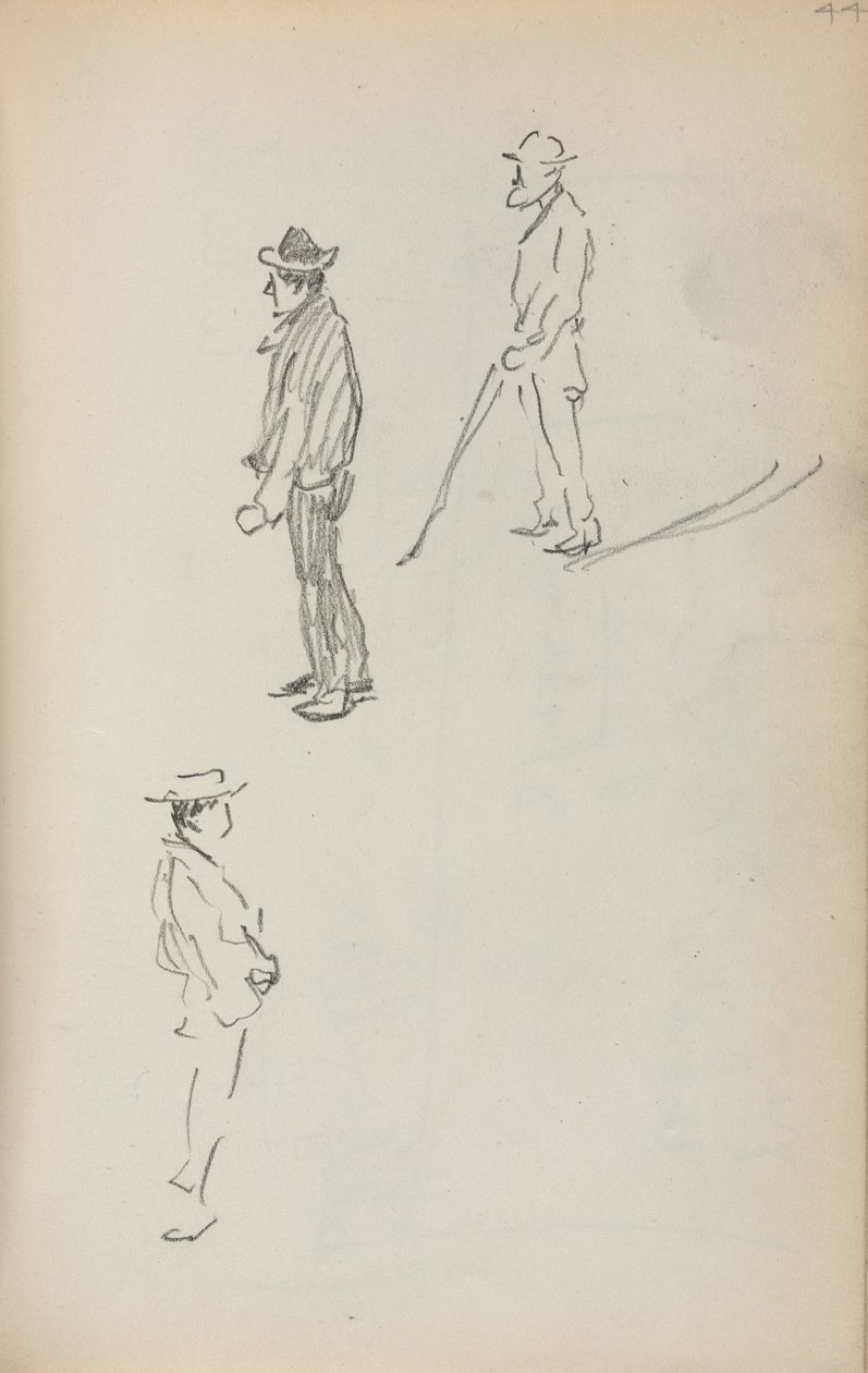Italian Sketchbook: Three Standing Men page 44, 1898-1899 by Maurice Brazil Prendergast