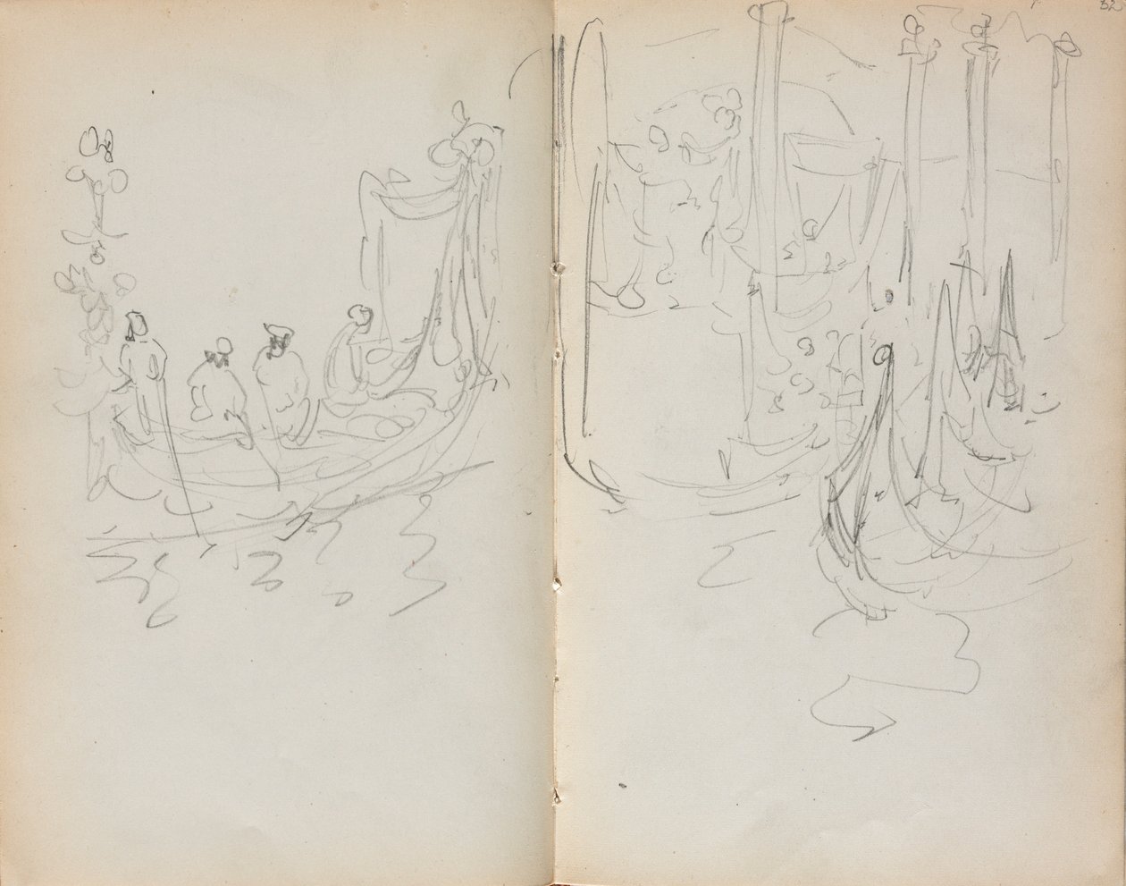 Italian Sketchbook: Venetian Harbor View page 31 & 32, 1898-1899 by Maurice Brazil Prendergast