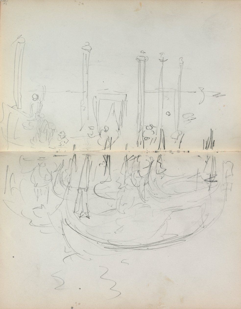 Italian Sketchbook: Venetian Harbor View page 37 & 38, 1898-1899 by Maurice Brazil Prendergast