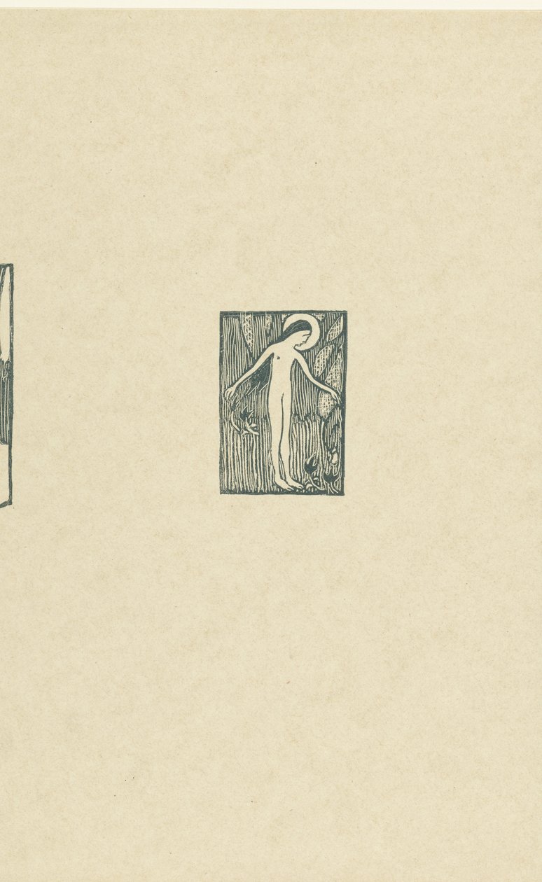 Illustration with Naked Female Saint Standing by Tree in Poetry Book by Paul Verlaine by Maurice Denis
