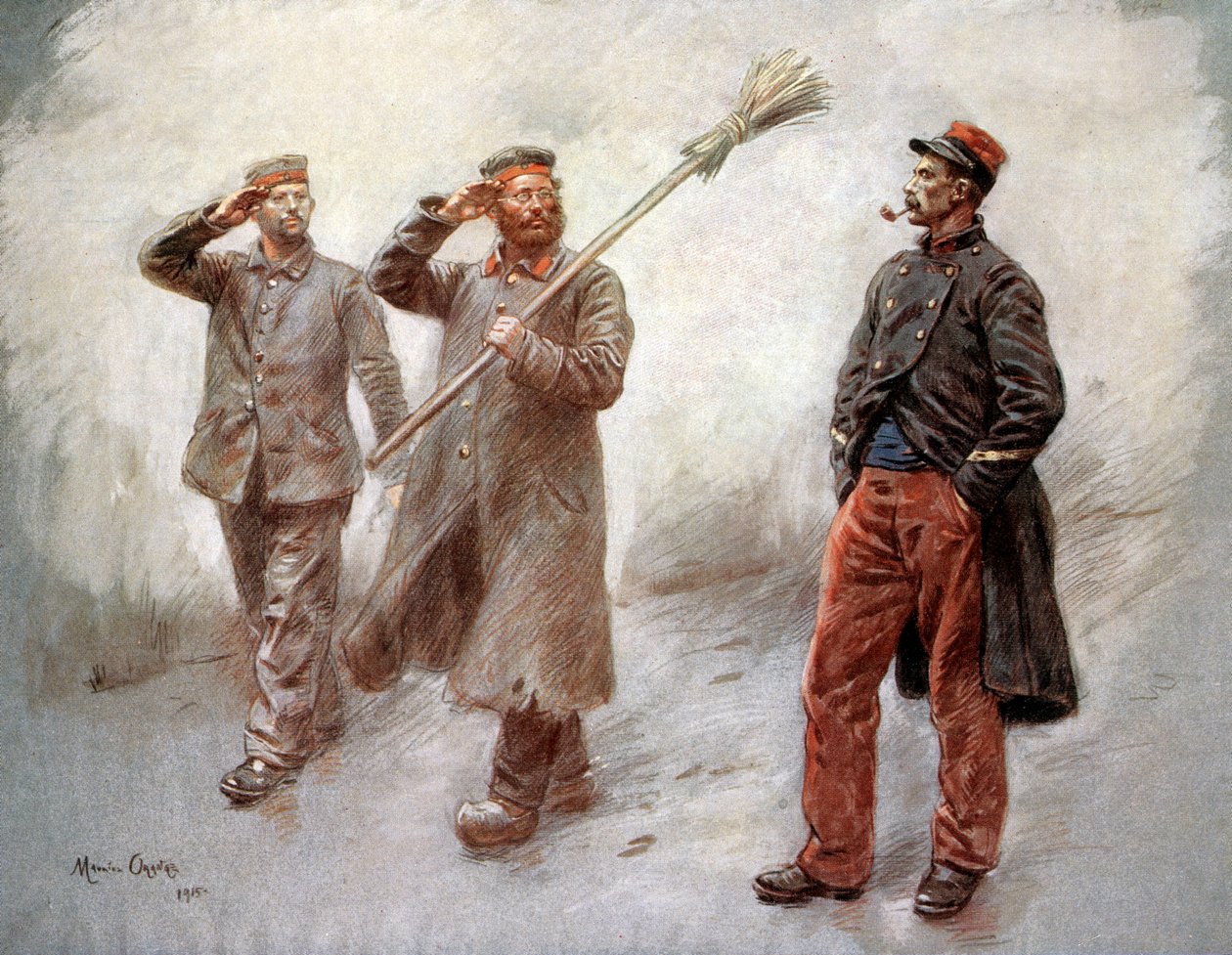In German prisoners camp in Dinan (Brittany, France) drawing by Maurice Orange by Maurice Henri Orange