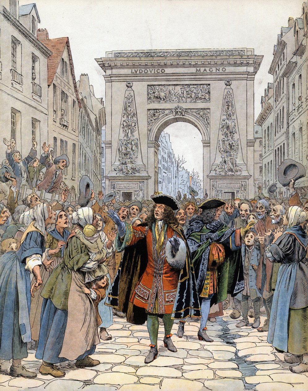 At the Porte Saint-Denis in Paris, the marechal of Boufflers (Louis Francois de Boufflers) by Maurice Leloir