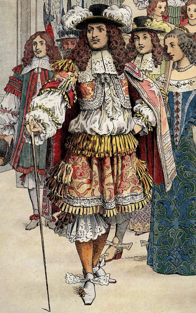 French king Louis XIV in his castle of Vaux Le Visomte by Maurice Leloir
