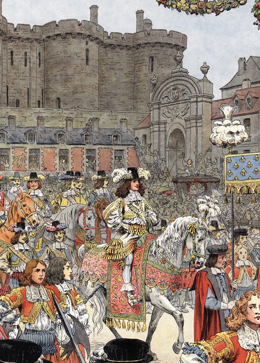 Louis XIV entered Paris, known as Le Roi-Soleil by Maurice Leloir