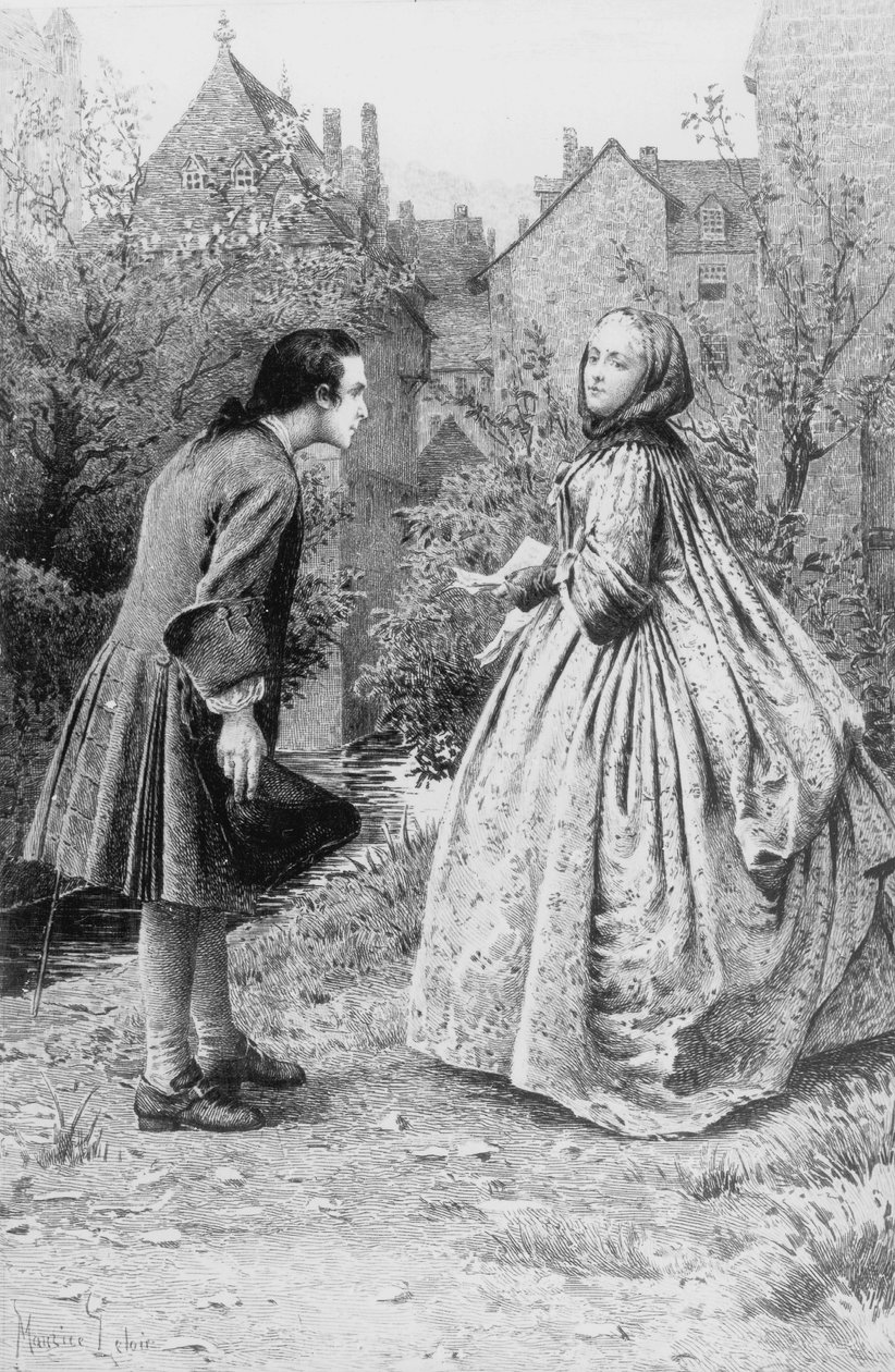 Meeting of young Jean-Jacques Rousseau and future close friend Madame de Warens, 21st March 1728 by Maurice Leloir