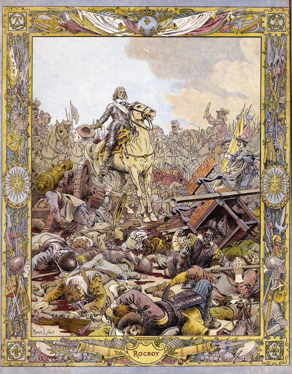 Prince Louis II of Bourbon Conde, known as the Grand Conde, Duke of Enghien greeting the corpse of the Count of Fontaine at the Battle of Rocroi against the Spaniards, May 19 by Maurice Leloir