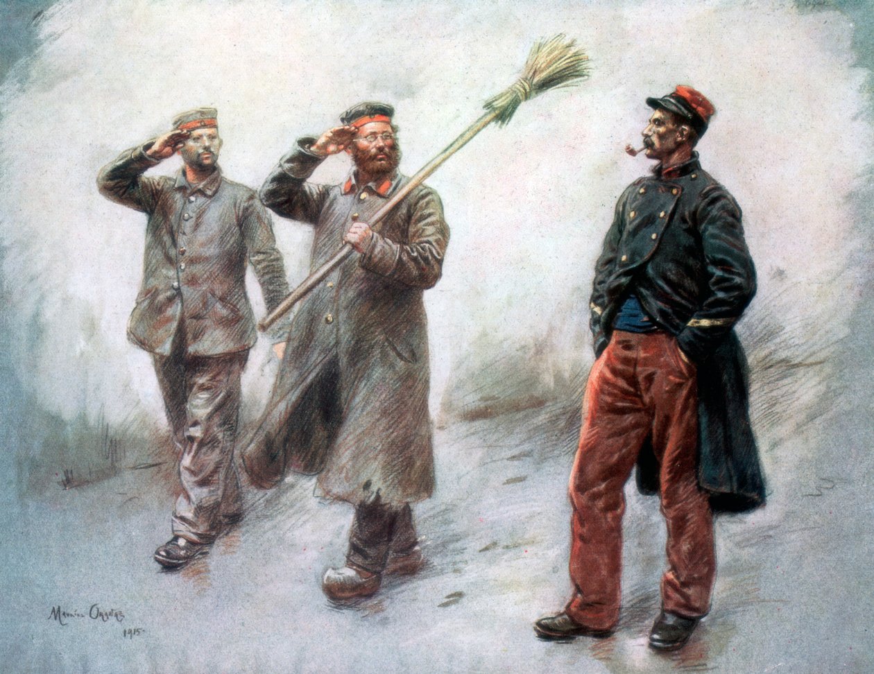 Fatigue Duty at Headquarters, German prisoners in Dinan by Maurice Orange