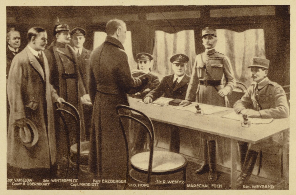 Gathering to Sign the Armistice Treaty by Maurice Pillard Verneuil