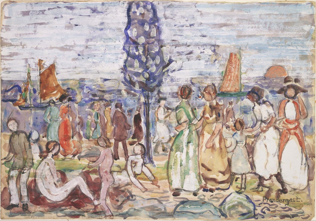 Beach with Blue Tree by Maurice Prendergast