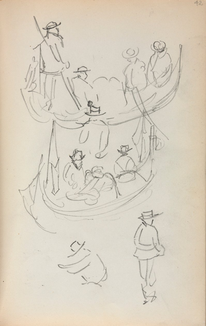 Italian Sketchbook: Two Gondolas with Figures by Maurice Prendergast