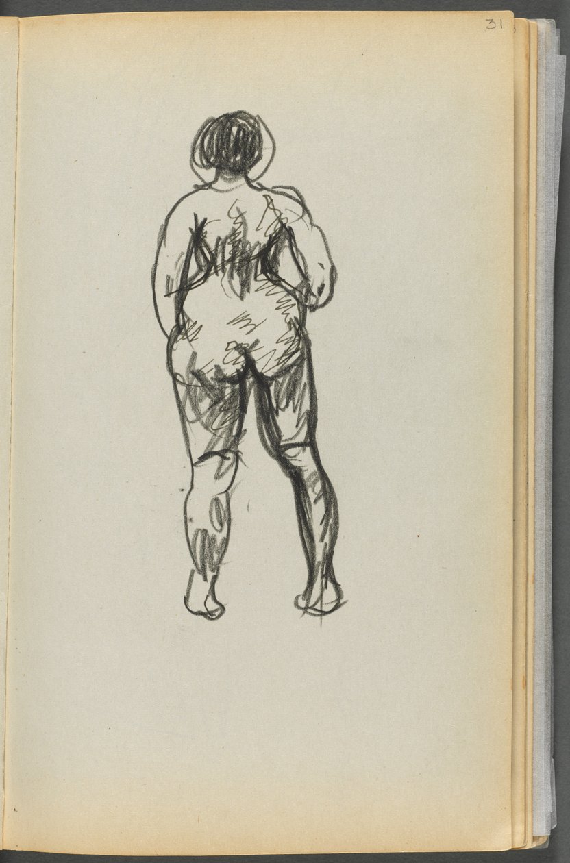 Sketchbook: The Granite Shore Hotel, Rockport, Female Nude Seen from the Back (page 031) by Maurice Prendergast