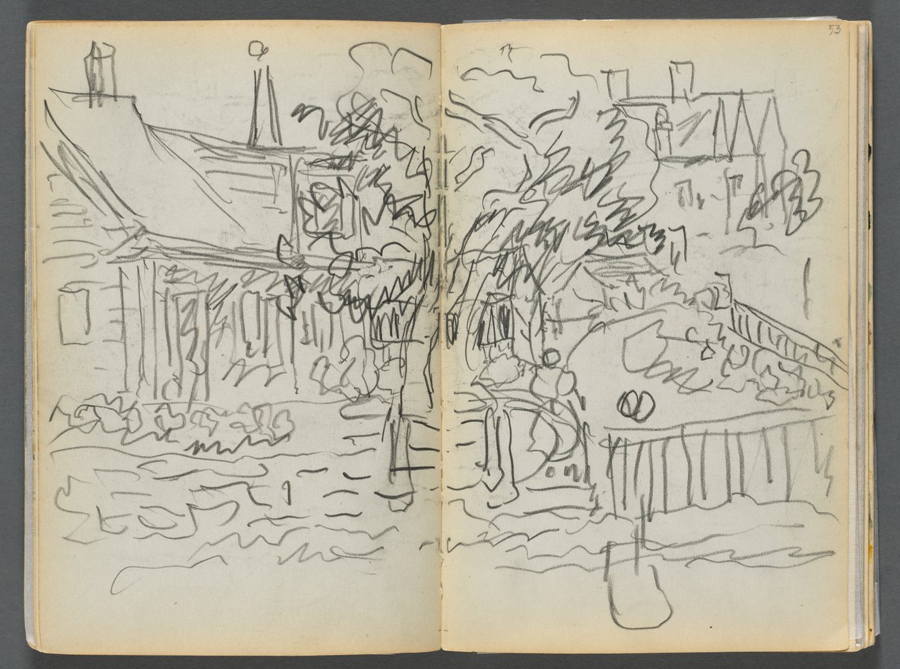 Sketchbook: The Granite Shore Hotel, Rockport, Houses and Gardens (page 052 & 53) by Maurice Prendergast