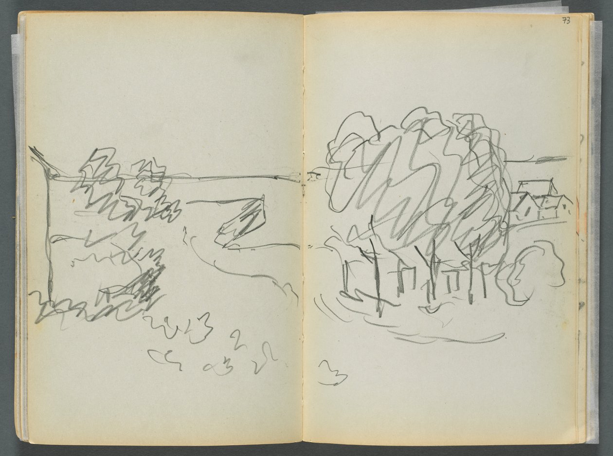 Sketchbook- The Granite Shore Hotel, Rockport, page 072 & 73: Town View by Maurice Prendergast