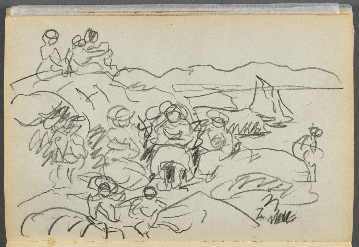 Sketchbook- The Granite Shore Hotel, Rockport: Picnickers by Maurice Prendergast