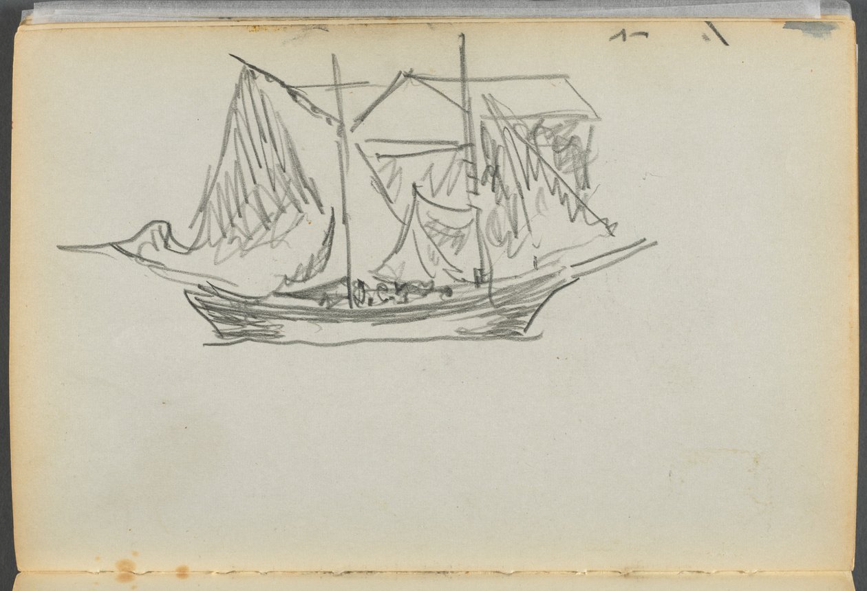 Sketchbook- The Granite Shore Hotel, Rockport, page 098: Sailboat by Maurice Prendergast
