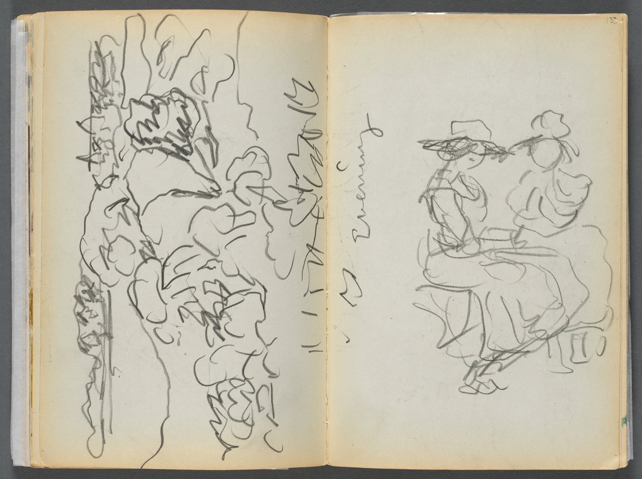 Sketchbook - The Granite Shore Hotel, Rockport, page 134 & 135: "Evening" by Maurice Prendergast