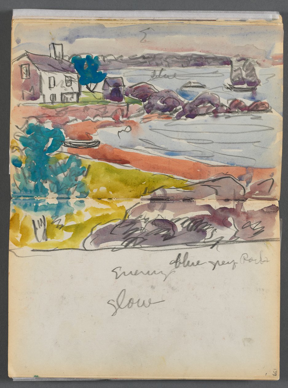 Sketchbook- The Granite Shore Hotel, Rockport: Evening Glow by Maurice Prendergast