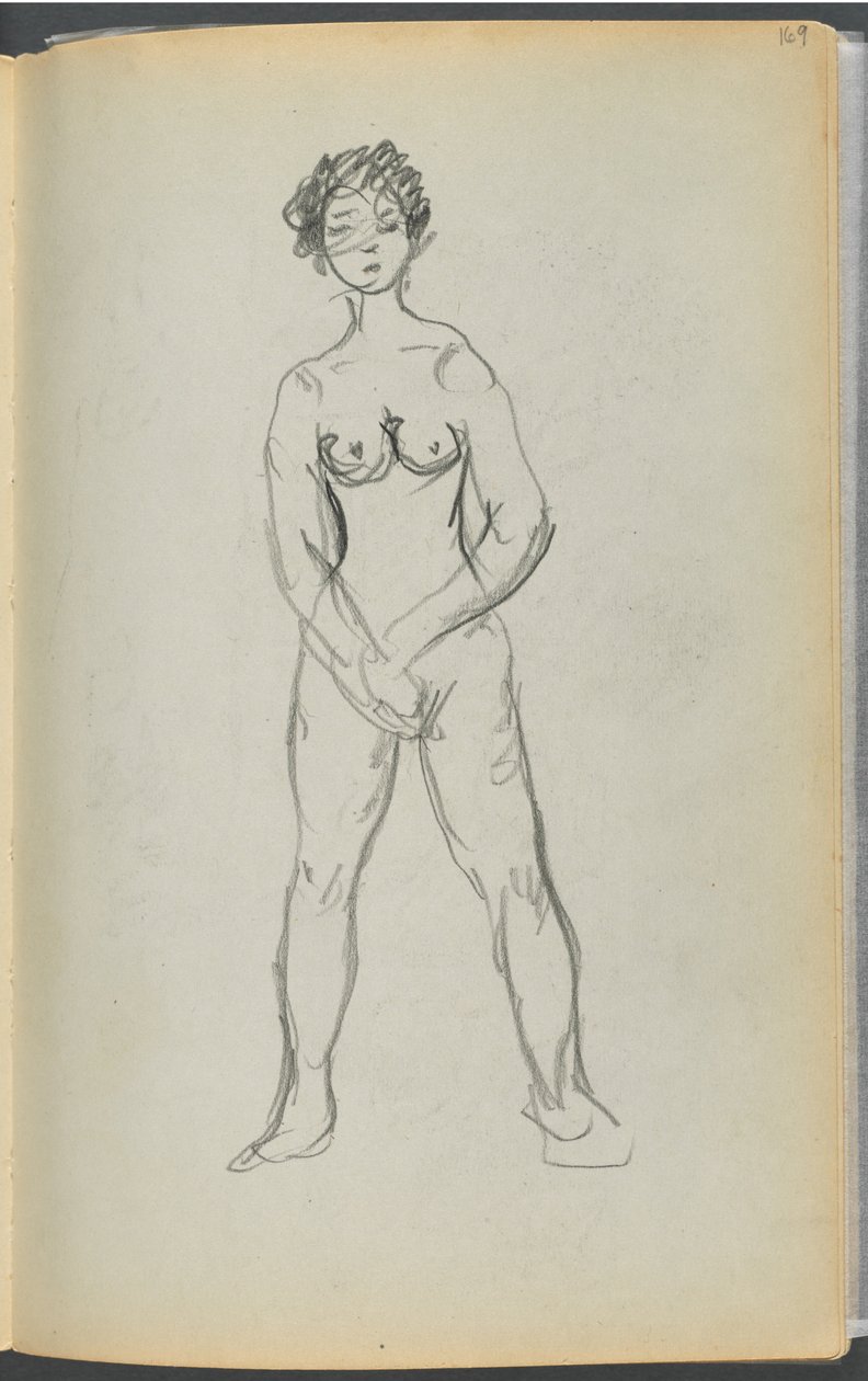 Sketchbook - The Granite Shore Hotel, Rockport, page 169: Female Nude by Maurice Prendergast