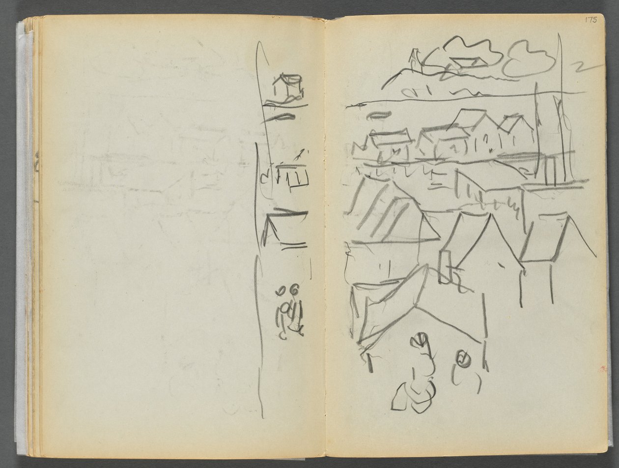 Sketchbook- The Granite Shore Hotel, Rockport, page 174 & 175: Houses by Maurice Prendergast